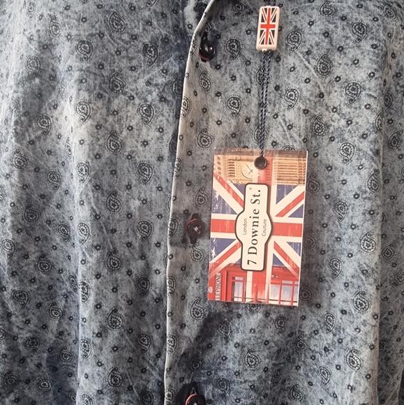 7 Downie St. Paisley Denim Shirt NWT - Picture 5 of 9